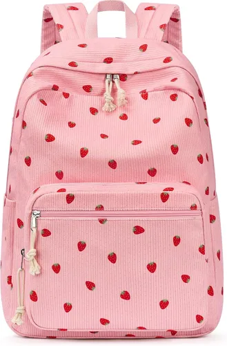 Vista 9 de mibasies Linda mochila escolar y de pana preppy para niñas Arco beige