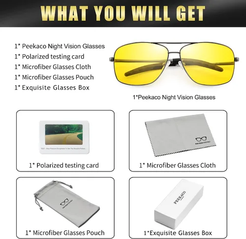 Vista 7 de Peekaco Gafas de sol polarizadas cuadradas estilo aviador para hombres y mujeres marco de metal completo estilo piloto para pesca y conducción
