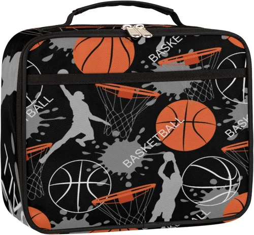 Vista 31 de Lonchera personalizada con nombre, lonchera personalizada de baloncesto, bolsa de almuerzo aislada personalizada, bolsa de preparación de comidas A