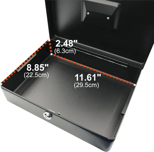 Vista 7 de CARL, CUI82012, bandeja de billetes de acero caja de seguridad, color negro 4 x 9 pulgadas