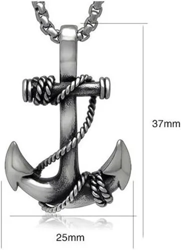Vista 5 de JAJAFOOK - Collar de cadena para hombre con ancla náutica de plata