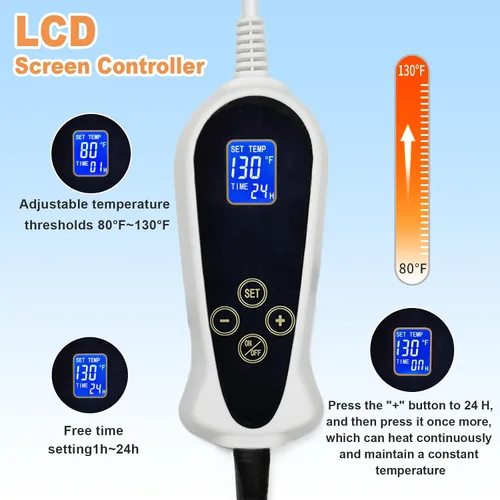 Vista 7 de Almohadilla térmica para perros grandes de 34 x 21 pulgadas con interruptor de termostato inteligente y cable resistente a las masticadas