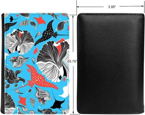 Vista 2 de PU Leather Passport Holder Travel Wallet RFID Blocking Card Case Cover With Unique