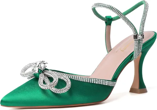 Vista 27 de Susanny - Zapatos de tacón bajo con strass para mujer, con punta puntiaguda, de tacón kitten, con cierre, ajustables, con correa, para vestido