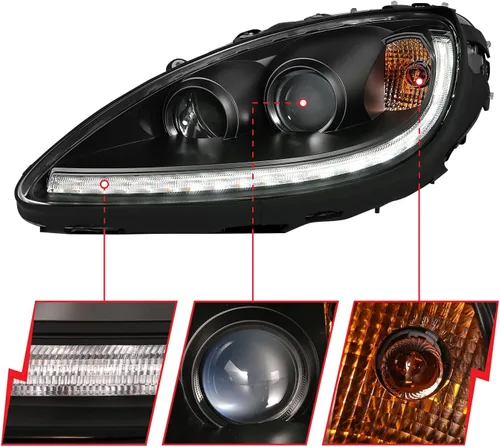 Vista 2 de ANZO (121553) 2005-2013 Chevy Corvette Proyector estilo tablón Switchback H.L. Negro ámbar