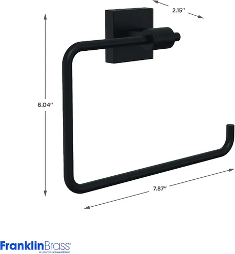 Vista 6 de Franklin Brass Maxted Portatollas de Mano (Paquete de 1) Negro Mate Estantes para Toallas para Pared de Baño Soporte de Anillo Cuadrado para Toallas