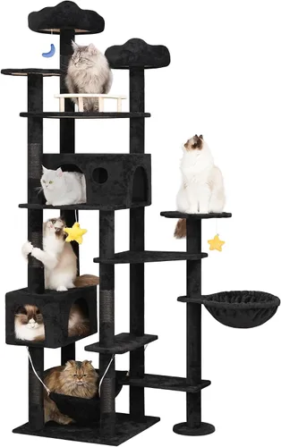 Vista 8 de Meecal Árbol de gato resistente de 79 pulgadas para gatos de interior y adulto, torre gigante alta para gatos con poste rascador, perchas grandes