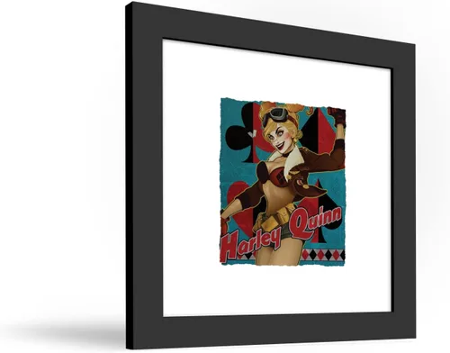 Vista 2 de Trends International Gallery Pops DC Comics Bombshells - Harley Quinn - Póster de pared de Arlequín, 12 x 12 pulgadas, versión enmarcada en negro