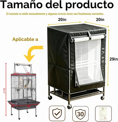 Vista 2 de Funda para jaula de pájaros, 600D, resistente y resistente al agua, fundas de jaula de pájaros para noche, fundas de jaula de pájaros y atrapador