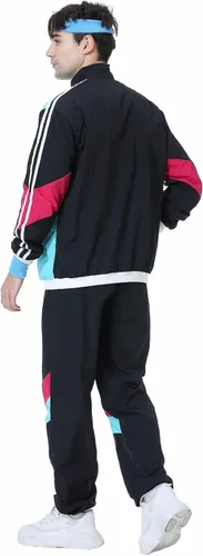 Vista 9 de Conjunto deportivo de los años 80 para hombres y mujeres, conjunto de rompevientos retro de los años 80 y 90 para hombres, traje deportivo