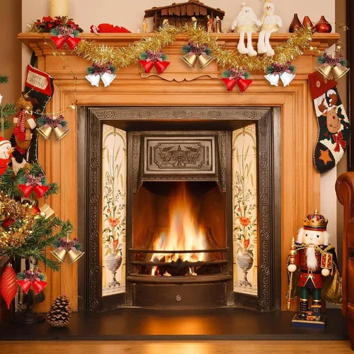 Vista 5 de Adorno rojo de campanas de Navidad, adorno colgante de árbol de cascabeles de metal para decoración de Navidad, suministros de fiesta de vacaciones