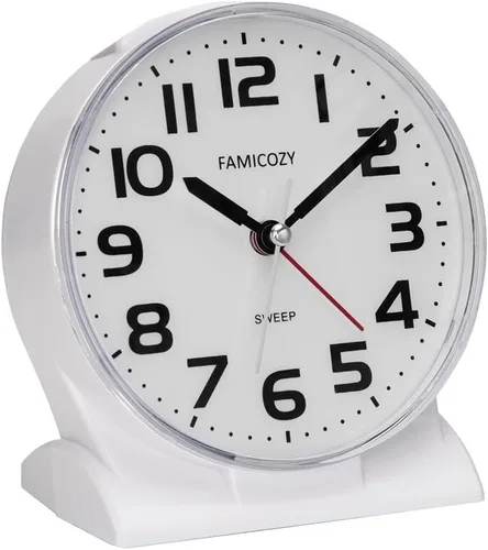 Vista 8 de FAMICOZY Reloj despertador analógico sin tictac de 4.5 pulgadas, silencioso, legible para personas mayores, fácil de configurar, alarma de aumento
