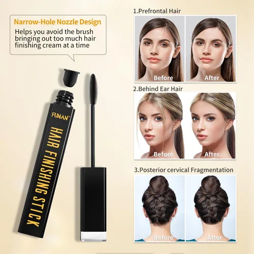 Vista 4 de FUNAN Barra de Acabado para el Cabello, Stick para Cabello con Frizz, Crema para Cabello Quebradizo Pequeño, No Grasoso y No Pegajoso Negro