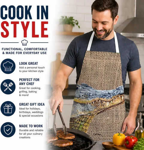 Vista 2 de Caroline's Treasures 8733APRON - Delantal de cocodrilo para cocinar, hornear, manualidades, jardinería para adultos, mujeres y hombres, unisex