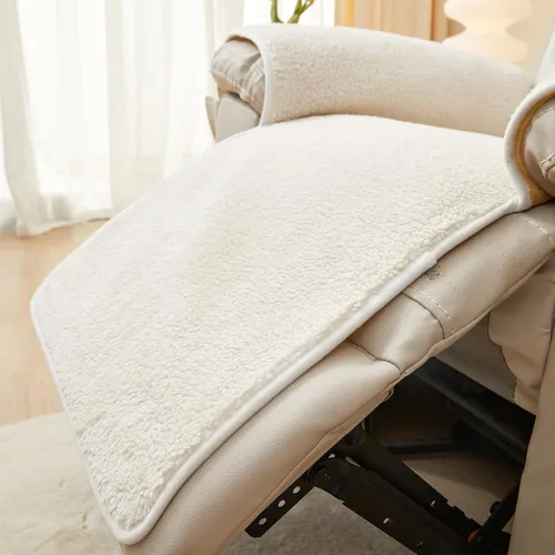 Vista 5 de vctops Funda para silla reclinable de vellón sherpa, súper suave y cálida, protector de muebles antideslizante, lavable, funda para silla reclinable
