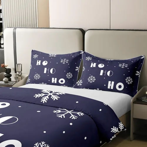Vista 50 de Funda de edredón de árbol de Navidad 100% algodón natural, juego de ropa de cama de copos de nieve de Navidad para niños y niñas, funda de edredón