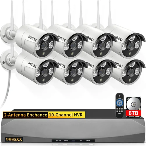 Vista 11 de OOSSXX (Monitor IPS HD) Antenas duales Wi-Fi mejorado AI Detectado por humanos Sistema de cámara de seguridad inalámbrica para exteriores