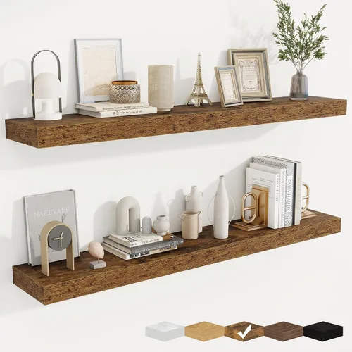 Vista 30 de fuqing Estantes flotantes para pared, estante flotante de madera montado en la pared con soportes invisibles para sala de estar, baño, dormitorio