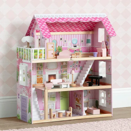 Vista 14 de Delta Children Casa de Muñecas Little Gem - Casa de muñecas de 3 pisos con 4 habitaciones - Incluye 16 accesorios - Para muñecas de 5 pulgadas
