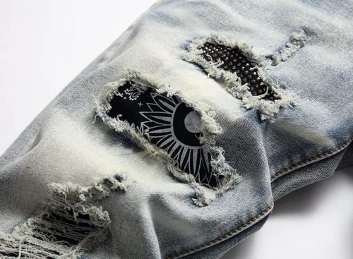 Vista 5 de Jeans ajustados de ajuste recto lavado de moda para hombre