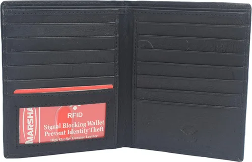 Vista 11 de Cartera Bifold Hipster para Tarjetas de Crédito con Bloqueo RFID de Piel de Cordero Premium, Antiguo, medio, Bifold