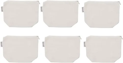 Vista 5 de 100% algodón 12oz lona cremallera cosméticos maquillaje joyería bolsa monedero monedero cambio titular 6-pack Negro