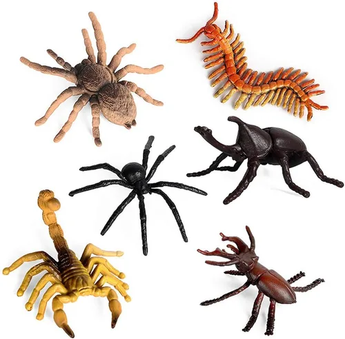 Vista 2 de RCOMG Juego de 12 figuras de insectos realistas de plástico, animales de vida silvestre, juguetes falsos para Halloween, fiesta, proyecto escolar