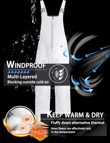 Vista 5 de GEMYSE Overol con peto de esquí impermeable aislado para mujer pantalones de snowboard de invierno