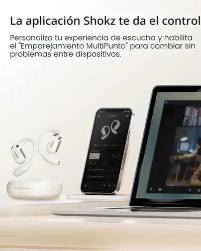 Vista 10 de SHOKZ OpenFit 2 Auriculares de Oreja Abierta, Auriculares Inalámbricos Bluetooth Verdaderos con Micrófono, Auriculares con Gancho para la Oreja