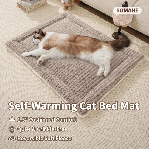Vista 2 de SOMAHE Tapete de cama autocalentable para gatos, 1.5 pulgadas de grosor Café