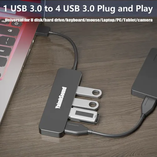 Vista 3 de Hub USB 3.0 de 4 puertos, divisor USB T-Sound para laptop, adaptador de teclado y mouse PS4 para Dell, Asus, HP, MacBook Air, Surface Pro, Acer