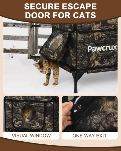 Vista 6 de Casa para gatos con calefacción para gatos al aire libre, casa para gatos al aire libre con aislamiento impermeable, con almohadilla térmica, casa