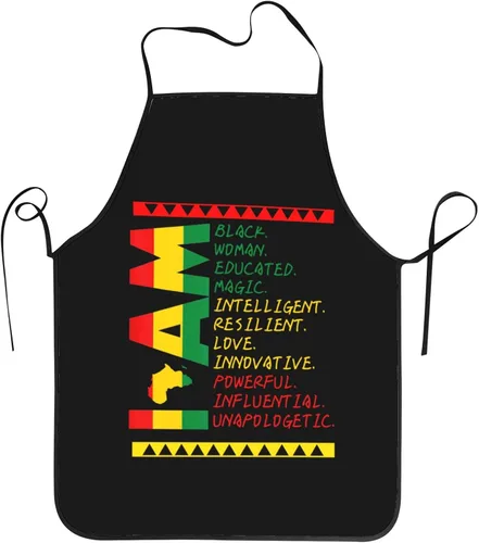 Vista 9 de I Am Black History Month Delantal para mujeres y hombres, delantales ajustables para decoración de cocina, cocina, fiesta de vacaciones