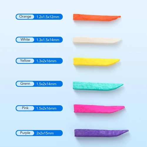 Vista 4 de JMU Cuñas Dentales de Madera, Cuñas Desechables de Madera 1.5x2x14mm, Verdes, 100 Piezas Natural Wood Disposable Wooden Wedges
