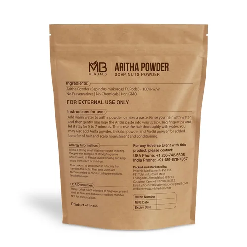 Vista 2 de MB Herbals Aritha Powder 16 oz 1 LB 100% puro y orgánico cultivado (silvestre) Jabón en polvo de nuez Champú y acondicionador natural