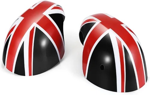 Vista 22 de Cubierta de espejo retrovisor lateral compatible con Mini Cooper R50-R53 DC01 Black Jack ABS - Tapa de espejo exterior adhesiva para Gen 1 R50 R53