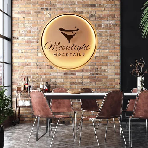 Vista 7 de Letreros de logotipo de neón retroiluminados de acrílico personalizables, letrero de logotipo de negocios iluminado por LED totalmente Letrero