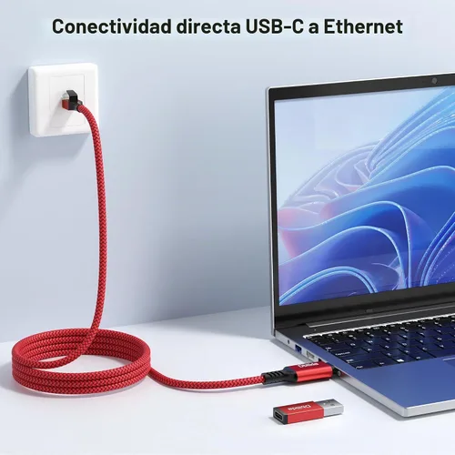 Vista 6 de Cable USB C a Ethernet de 6 pies - 2 en 1, cable USB A/C a RJ45, cable trenzado de Ethernet a USB C de 1 Gbps, Ethernet tipo C a RJ45 Ethernet
