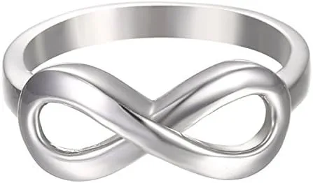 Vista 2 de BORUO Anillo infinito Anillos de plata de ley chapada en platino sobre plata de ley 925 Anillo de nudo Anillo de forma de infinito Regalo