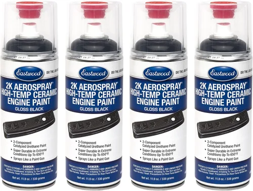 Vista 3 de Eastwood 2K Aerospray Pintura en aerosol de cerámica de alta temperatura para motor, color negro brillante 11.9 oz en aerosol 1 paquete