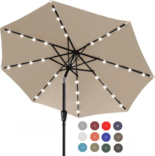 Vista 23 de ABCCANOPY Sombrillas solares duraderas para patio con 24 luces LED de 7.5 pies con 6 varillas resistentes (borgoña)