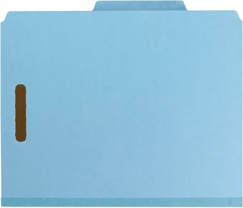 Vista 3 de Smead Carpeta de archivos de clasificación de cartón prensado 100% reciclado, 3 divisores, expansión de 3 pulgadas, tamaño carta, azul, 10 por caja