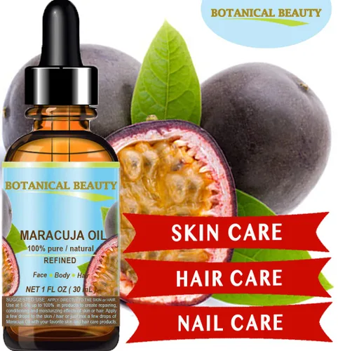 Vista 3 de Botanical Beauty Aceite de maracuja 100% puro y natural prensado en frío sin diluir para cara, piel, cabello, cuerpo, labios, uñas, 1 onza líquida