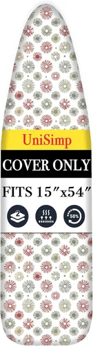 Vista 33 de UniSimp Funda y almohadilla para tabla de planchar de 15 x 54 pulgadas, algodón natural extra grueso, acolchado resistente a las manchas y a