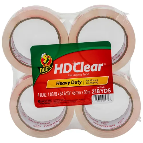 Vista 12 de Duck HD Clear – 1 rollo de cinta de embalaje resistente para envío, correo, mudanza y almacenamiento – Repuestos transparentes y fuertes para cajas