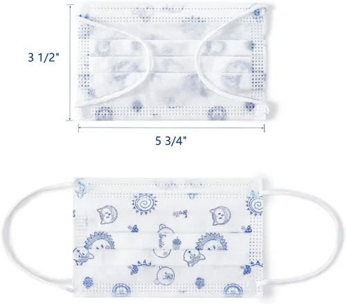 Vista 7 de Albatross Health New England Paquete de 50 mascarillas desechables para niños. Transpirable de 3 capas, antipolvo, saliva, smog para niños y niñas