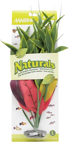 Vista 3 de Marina Naturales, Planta de seda Dracena verde, decoración mediana de pecera, PP95