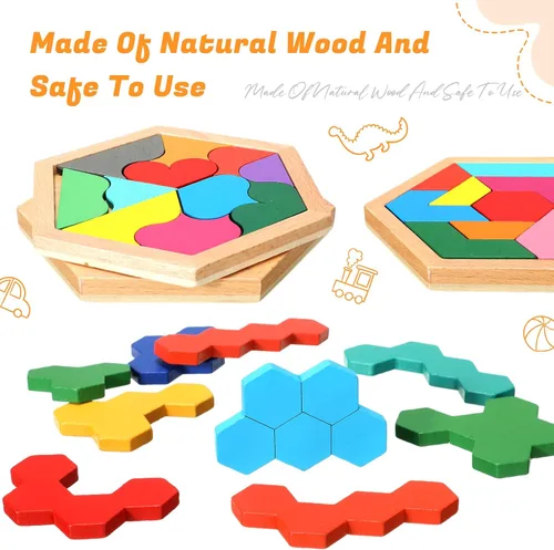 Vista 4 de Jerify - Juego de 8 rompecabezas de madera para niños, rompecabezas
