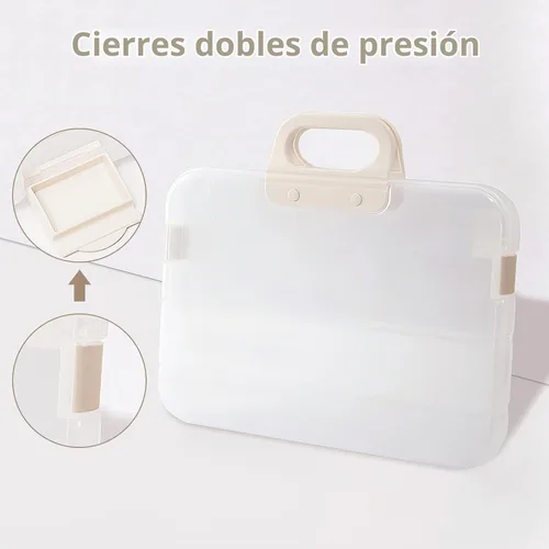 Vista 3 de Lemical Cajas de archivo transparentes de plástico portátil con mango A4 Cajas de archivo resistentes de gran capacidad Almacenamiento de papel