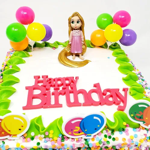 Vista 2 de Decoración para pastel de cumpleaños de princesa Rapunzel enredada con Rapunzel y accesorios temáticos